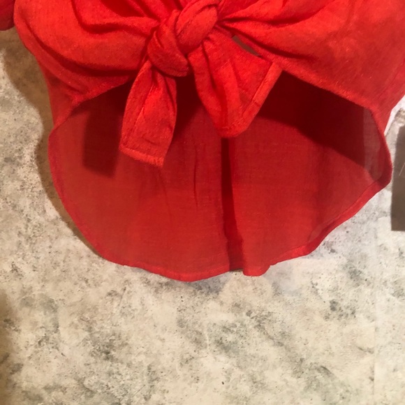 Zac & Rachel Petite Poppy Red Tie-Front Blouse - Picture 7 of 13